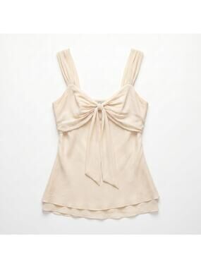 100% Silk Ivory Sleeveless Twist Front Camisole TopSize M